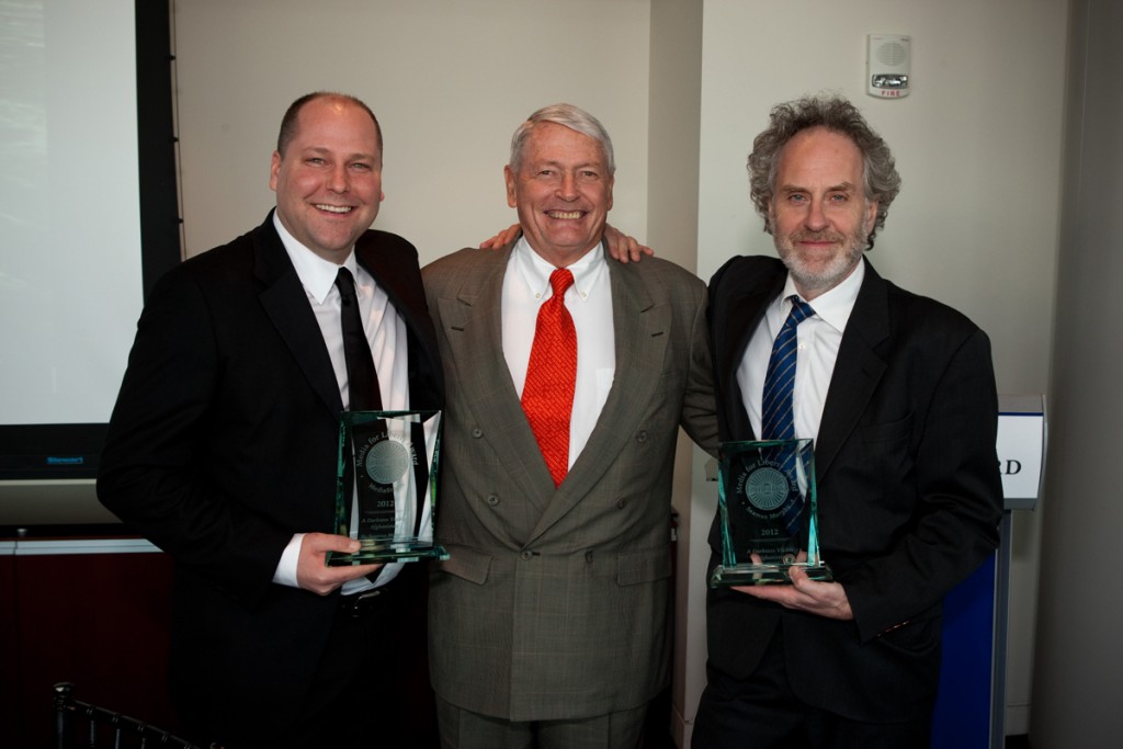 Brian Storm and Seamus Murphy accept Liberty Media Award